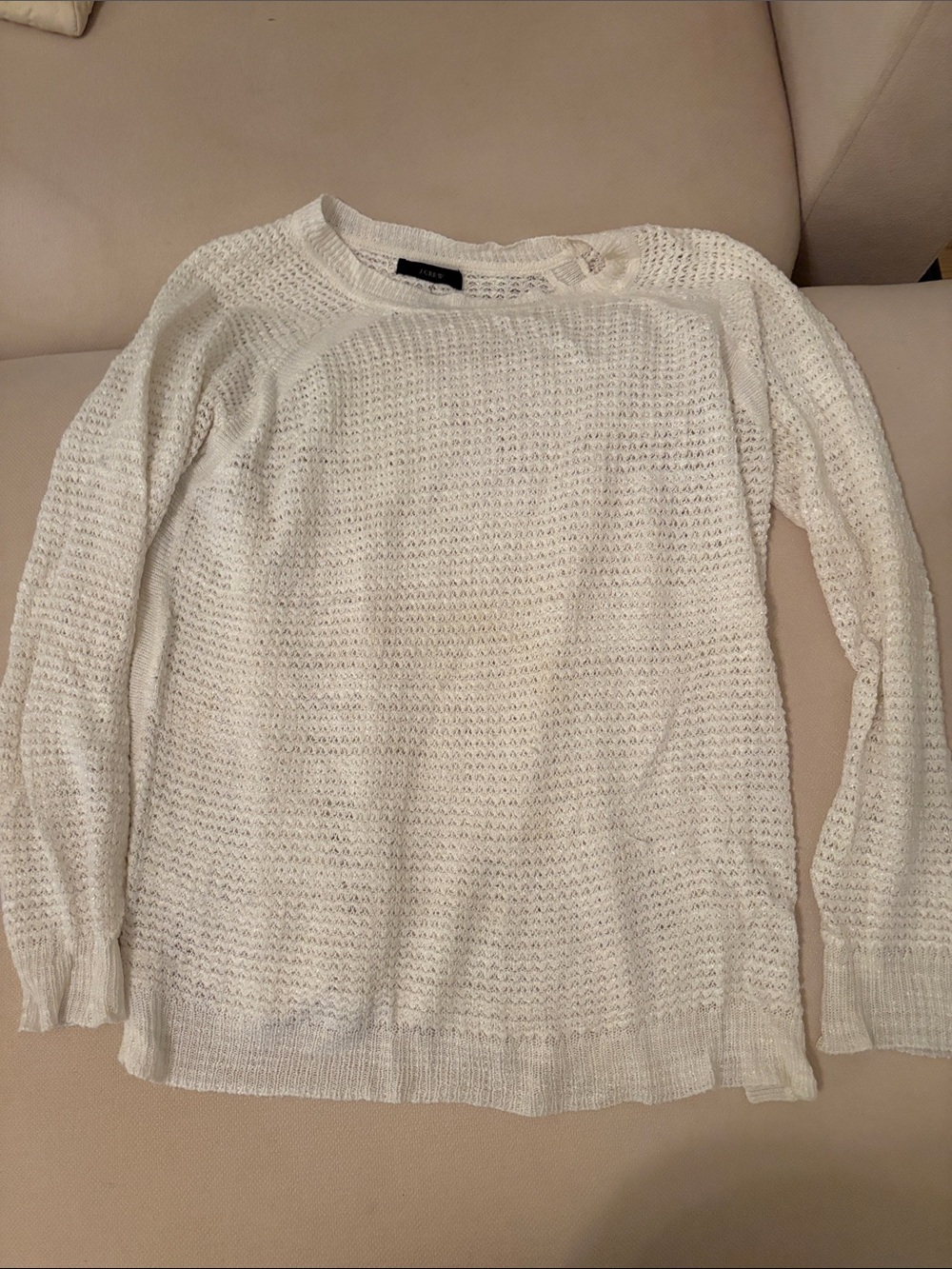 J. Crew Cream Open-Knit Crewneck Sweater